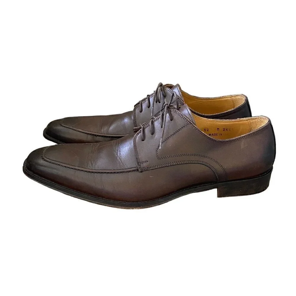 Mercanti Fiorentini Italy 2665 Brown Leather Oxford Shoes Lace up Mens Size 12 M
